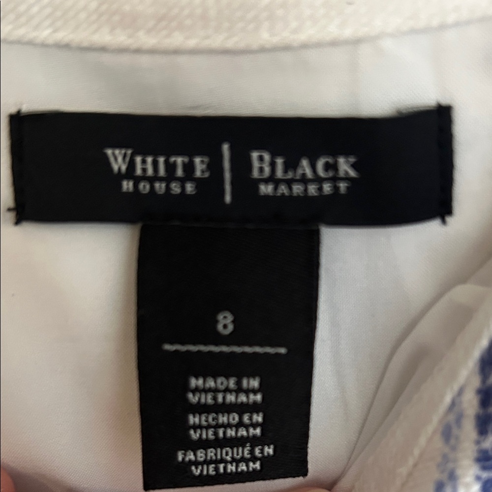 White House Black Market Striped Women's Skirt in Cream and Blue Size 8 - Picture 3 of 5